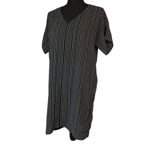Madewell Black and White Striped Drop Shoulder Tunic Mini Dress - Picture 1 of 7